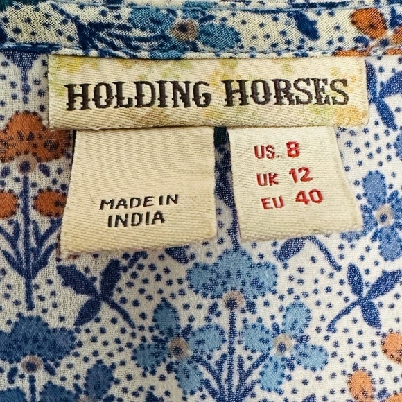 HOLDING HORSES ANTHROPOLOGIE BETONY FLORAL SWING DRESS SIZE 8 - Picture 12 of 15
